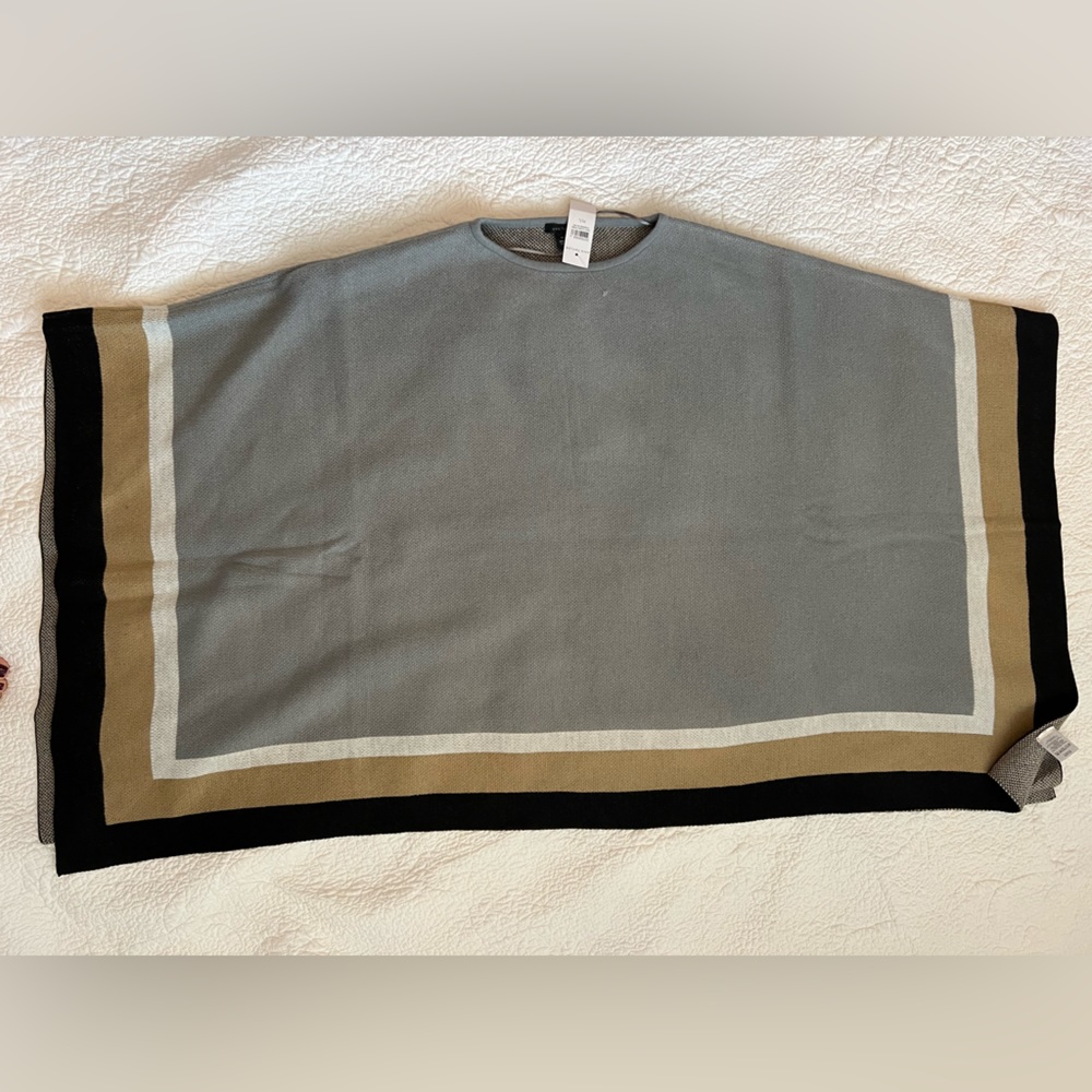 NWT Ann Taylor cape poncho M/L grey/khaki/cream